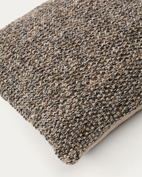 Чехол для подушки Tivra из хлопка и джута черного цвета 45 x 45 см от интернет-магазина IDODOM.RU