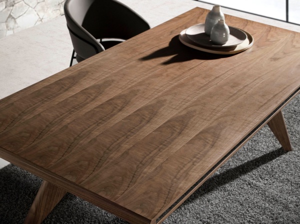 Обеденный стол 1403T /1080 из ореха с зеркальной вставкой от интернет-магазина IDODOM.RU