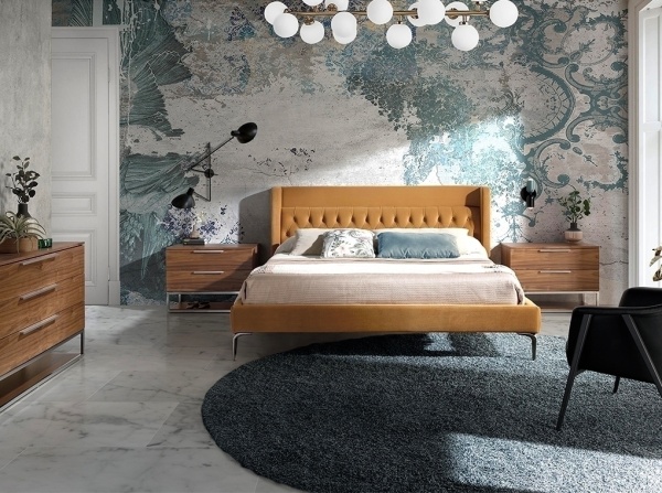 Кровать LA2102 /7124 с обивкой из бархата и ножками из полированной стали от интернет-магазина IDODOM.RU