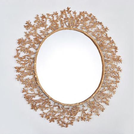 Зеркало Cloyd NIMBA (Клойд Нимба) Mirror / арт.50058, ø: 90 см. глубина: 3 см, цвет металла -латунь. Зеркало имеет подсветку: LED-лента 26 Вт.