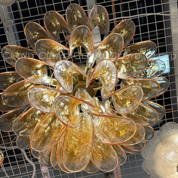 Люстра Cloyd AZORES-C C10 / Ø65 см - латунь светл. - янтарное стекло (арт.11653) от интернет-магазина IDODOM.RU