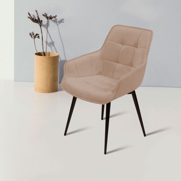 Стул с подлокотниками Capri, бархат бежевый 5 / опора конус от интернет-магазина IDODOM.RU