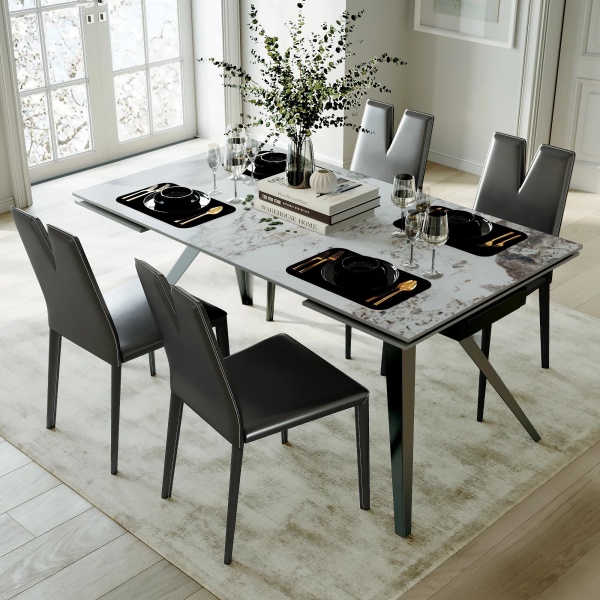 Стол раскладной Asti (140+40+40), керамика глянцевая Lemurian Blue от интернет-магазина IDODOM.RU