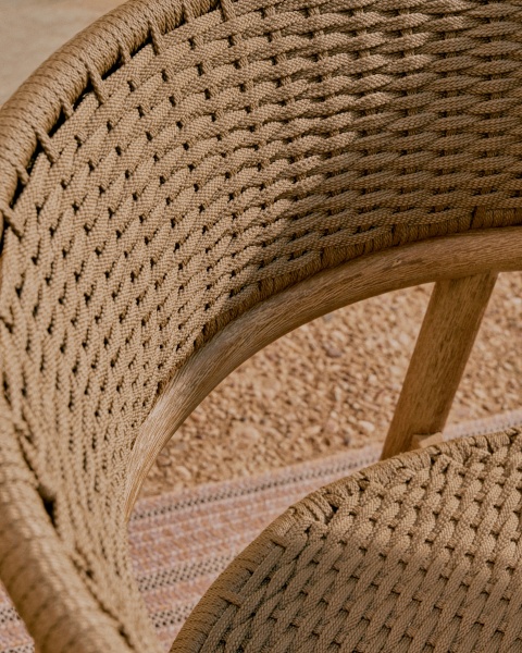 Кресло Arinella из акации с натуральной отделкой и бежевой веревкой от интернет-магазина IDODOM.RU