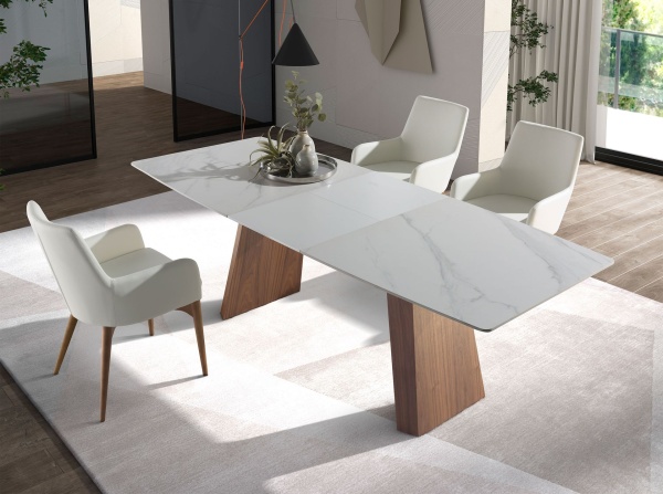 Раздвижной обеденный стол 1134/DT980 из керамики в мраморной отделке от интернет-магазина IDODOM.RU