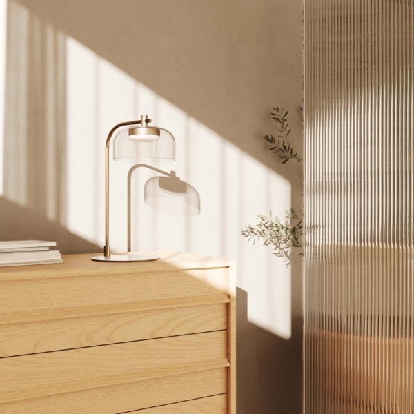 Настольная лампа Ipon золотой металл, прозрачный плафон от интернет-магазина IDODOM.RU