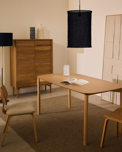 Стол Indara из шпона и каучукового дерева с натуральной отделкой 160 х 90 от интернет-магазина IDODOM.RU