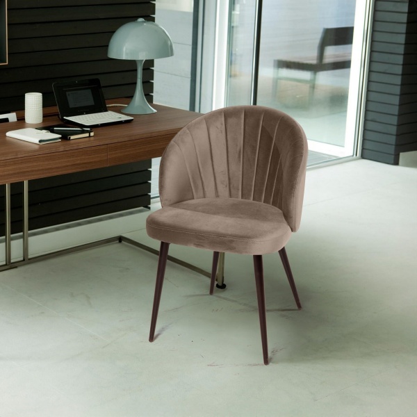 Стул Mont Blanc, бархат пепельно-бежевый 25 / черный конус от интернет-магазина IDODOM.RU