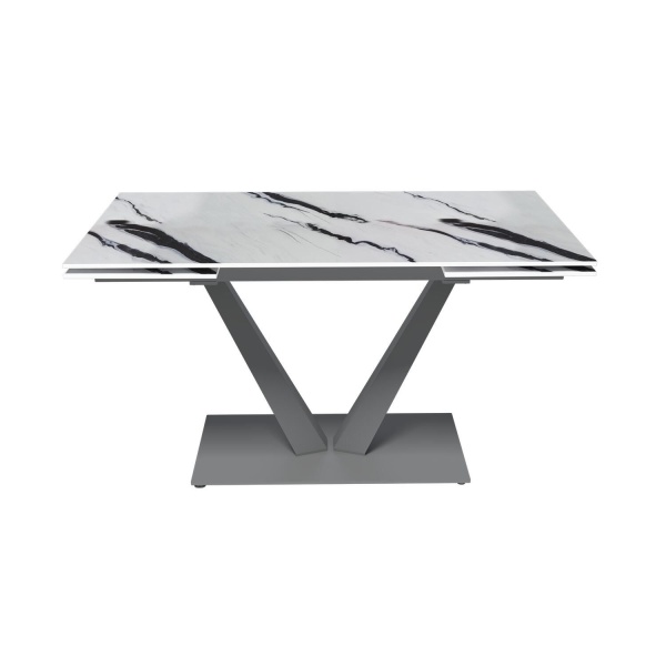 Стол раскладной Malibu (140+40+40), керамика глянцевая Panda White от интернет-магазина IDODOM.RU