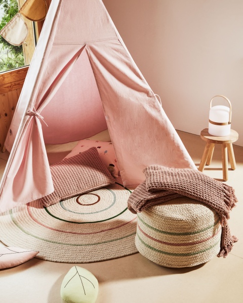 Круглый хлопковый пуф Daiana, разноцветный бежевый Ø 40 см от интернет-магазина IDODOM.RU