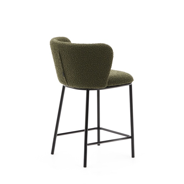 Полубарный стул Ciselia из зеленого букле и черной стали, 65 см от интернет-магазина IDODOM.RU