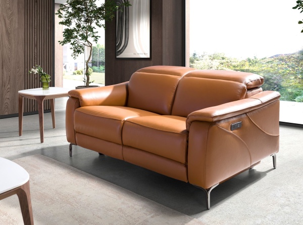 Диван 2-х местный с реклайнером 6180/KM6132-2P-M5676 из коричневой кожи от интернет-магазина IDODOM.RU