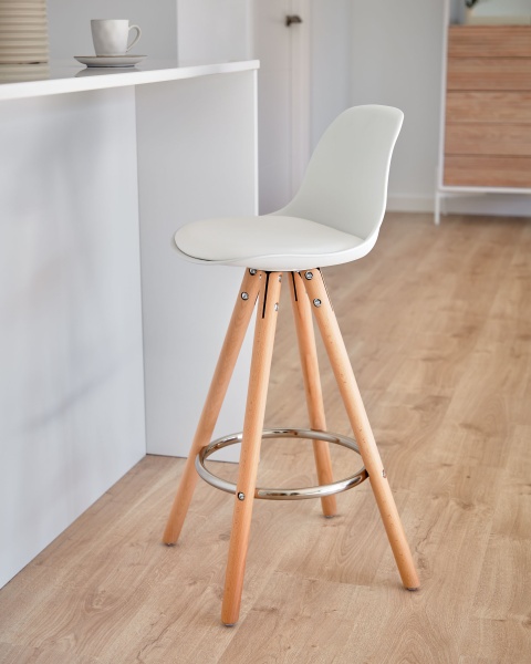 Полубарный стул Stag белый дерево от интернет-магазина IDODOM.RU