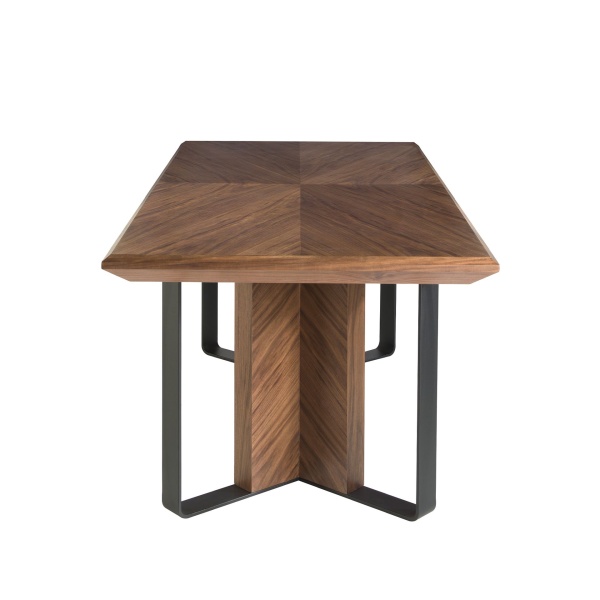 Обеденный стол 1105/MI2204T из ореха и черной стали от интернет-магазина IDODOM.RU