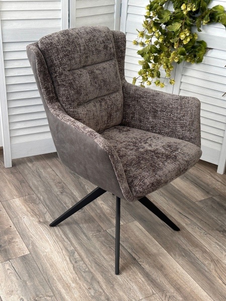 Стул с подлокотниками Gary ткань комби серый, поворотно-возвратный механизм 360 градусов от интернет-магазина IDODOM.RU