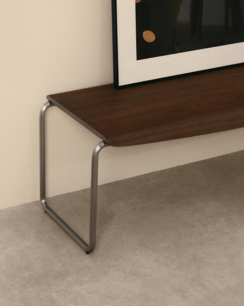 Скамья Tarsel из 100% орехового шпона с конструкцией из матовой стали от интернет-магазина IDODOM.RU