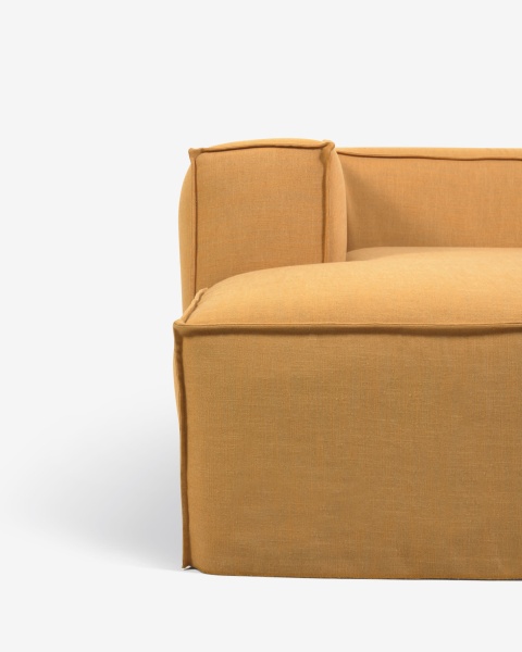 Чехол на 2-местный диван Blok с левым шезлонгом из горчичного льна от интернет-магазина IDODOM.RU