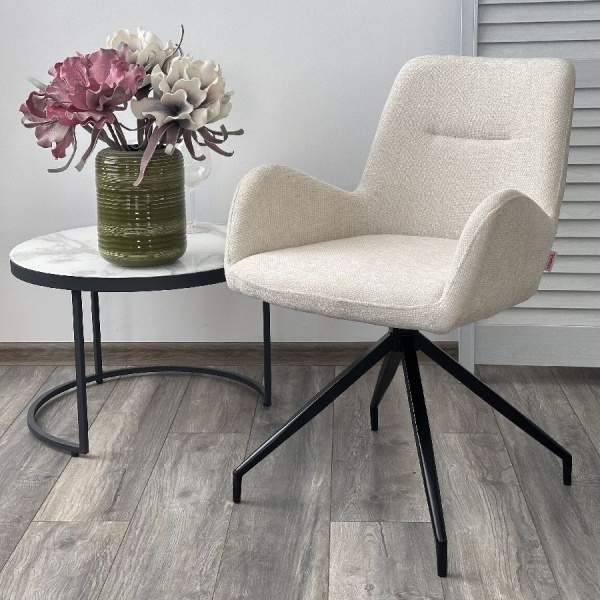 Стул Kiko шенил кремовый, поворотно-возвратный механизм 180 градусов от интернет-магазина IDODOM.RU