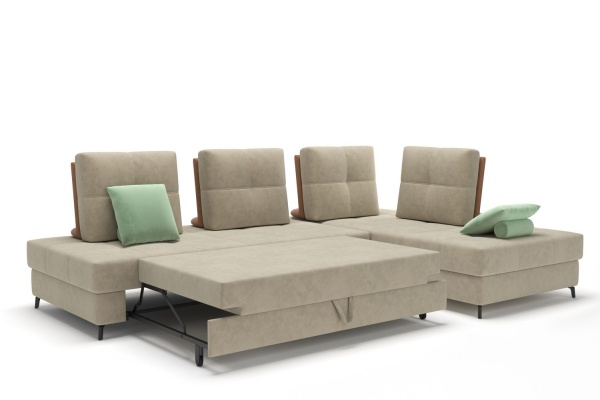 Reef диван-кровать угловой замша бежевый от интернет-магазина IDODOM.RU