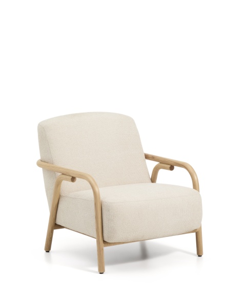 Кресло Sylo из бежевого шенилла и ясеня с отделкой натурального цвета от интернет-магазина IDODOM.RU