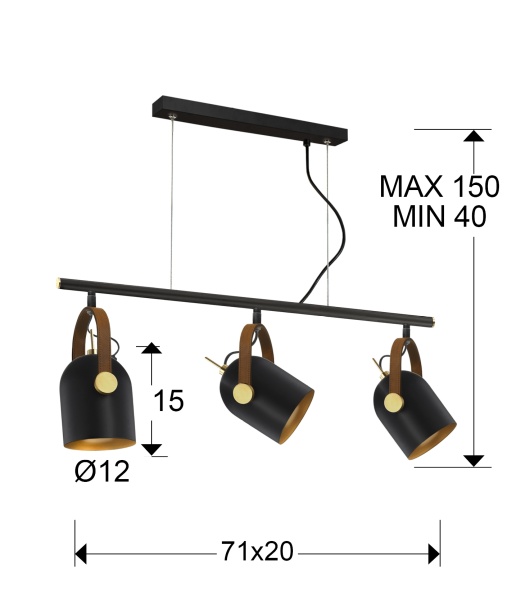 Подвесной светильник Adame 3L черный/золотой от интернет-магазина IDODOM.RU