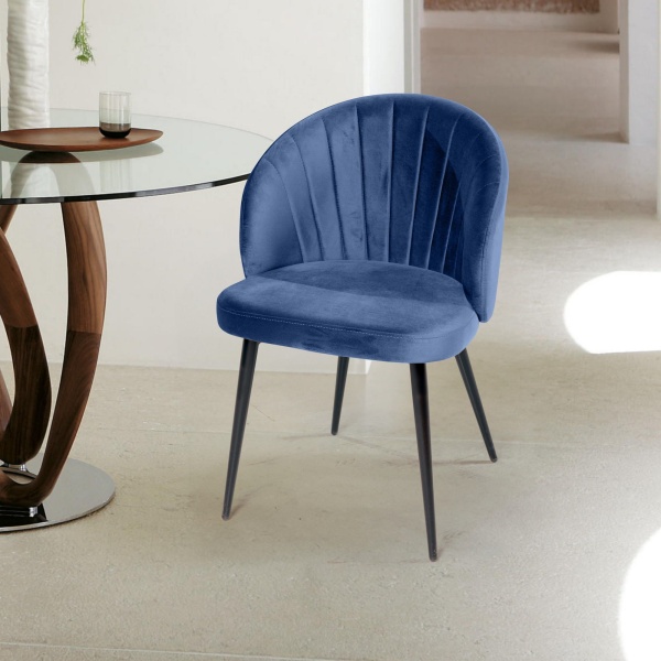 Стул Mont Blanc, бархат синий 29 / черный конус от интернет-магазина IDODOM.RU