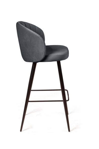 Стул барный Mont Blanc, бархат светло-серый 26 / черный конус от интернет-магазина IDODOM.RU