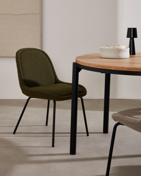 Aimin Стул из зеленой ткани букле с черными стальными ножками от интернет-магазина IDODOM.RU