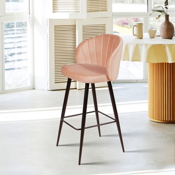 Стул барный Mont Blanc, бархат бежевый 5 / черный конус от интернет-магазина IDODOM.RU