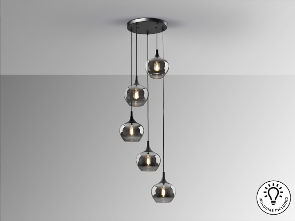 Люстра Opaz 5L черный/дымчатый от интернет-магазина IDODOM.RU