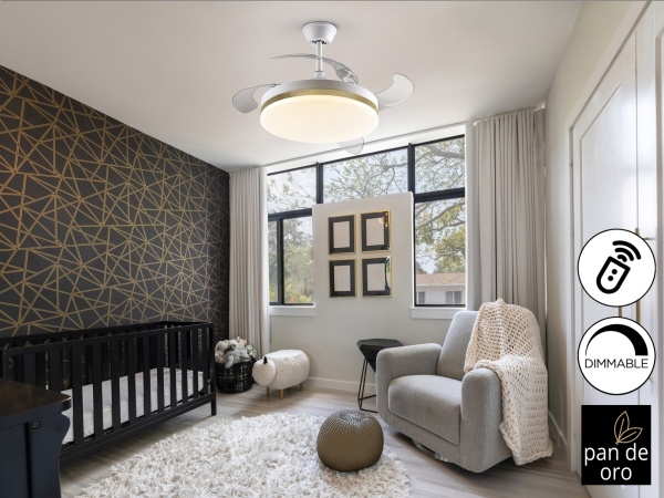 Потолочный вентилятор с подсветкой Vento бело-золотой Ø50 DIM от интернет-магазина IDODOM.RU