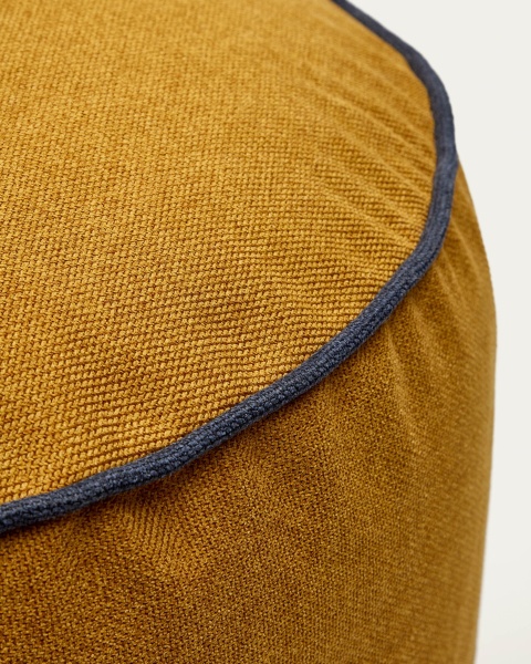 Viera Пуф горчичного цвета с голубыми краями Ø 70 см от интернет-магазина IDODOM.RU