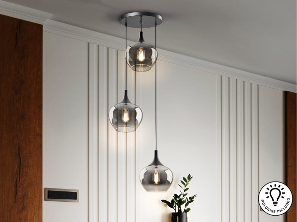 Люстра Opaz 3L черный/дымчатый от интернет-магазина IDODOM.RU