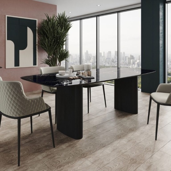 Стол обеденный Nolan 160, керамика глянцевая, черный от интернет-магазина IDODOM.RU