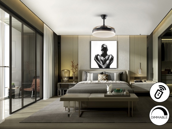 Вентилятр с освещением Vento D50 DIM черный-бронзовый от интернет-магазина IDODOM.RU