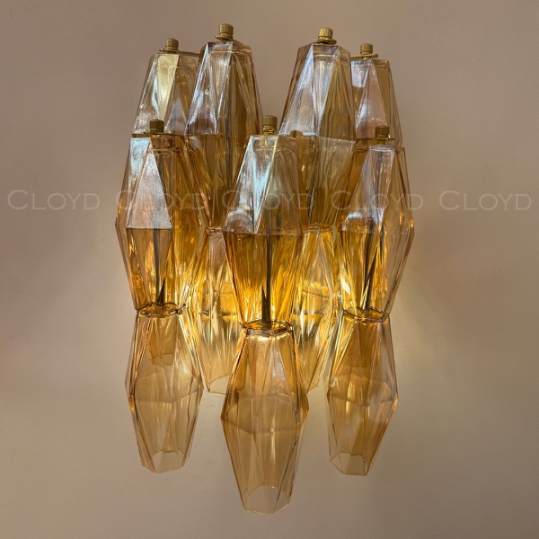 Бра Cloyd CALCUTTA W1 / выс. 37 см - латунь - янтарн.стекло (арт.20484) от интернет-магазина IDODOM.RU