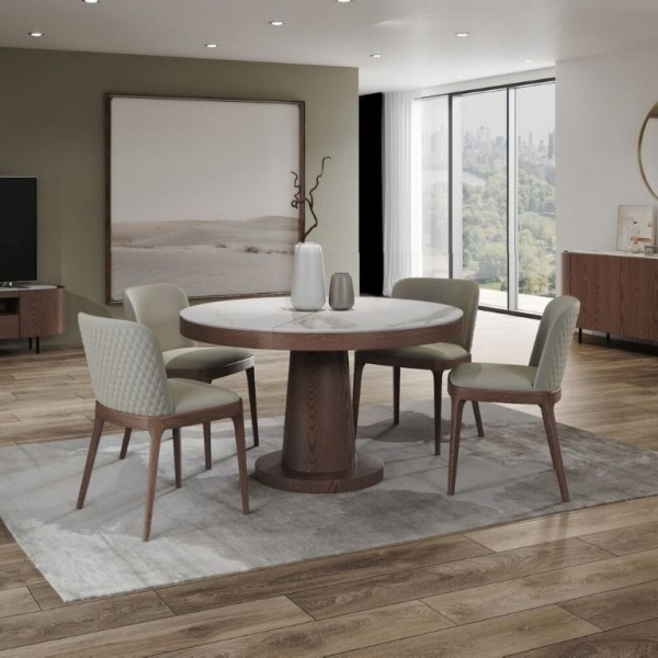 Стол круглый обеденный Bilbo 110, керамика матовая белая от интернет-магазина IDODOM.RU