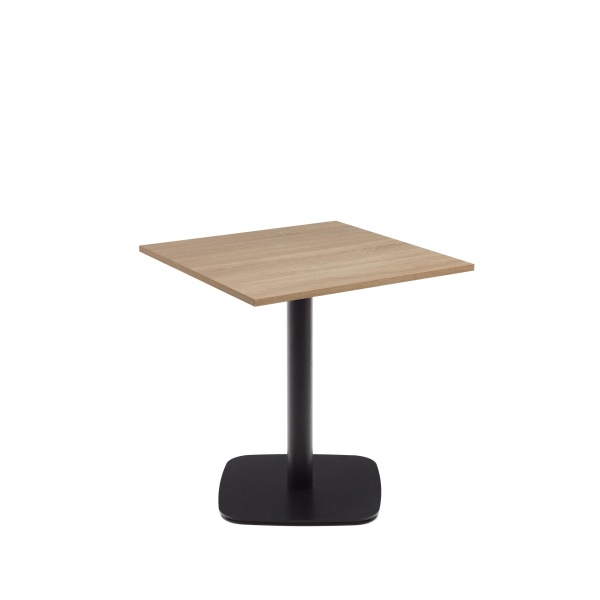 Dina Стол из меламина с натуральной отделкой и черной металлической ножкой 70 x 70 x 70 см от интернет-магазина IDODOM.RU