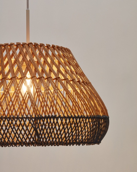 Потолочный плафон из ротанга Daro с натуральной и синей отделкой, 45 см от интернет-магазина IDODOM.RU