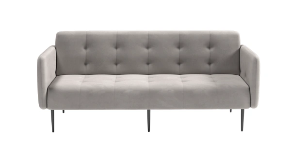 Monaco диван-кровать прямой с подлокотниками, трехместный, велюр серый Velutto 52 от интернет-магазина IDODOM.RU