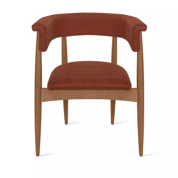 Полукресло Ludvig, бук натуральный, лак орех, шенилл красный от интернет-магазина IDODOM.RU