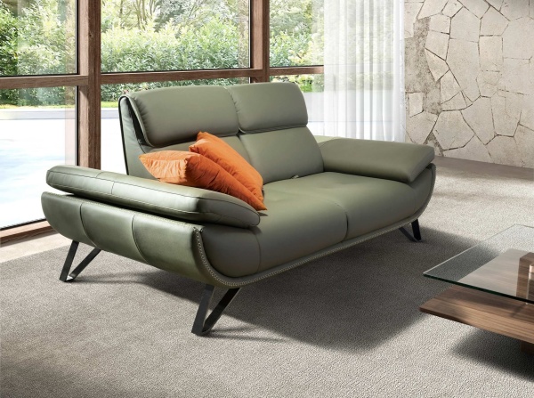 2-местный кожаный диван 6246 оливкового цвета от интернет-магазина IDODOM.RU