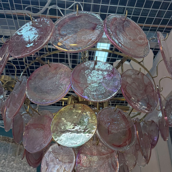 Люстра Cloyd LINZE-B C18 / Ø80 см - латунь - розов.стекло (арт.11677) от интернет-магазина IDODOM.RU