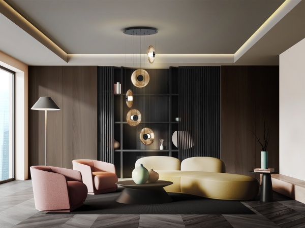 Diabolo Люстра 5L - черный-янтарный от интернет-магазина IDODOM.RU