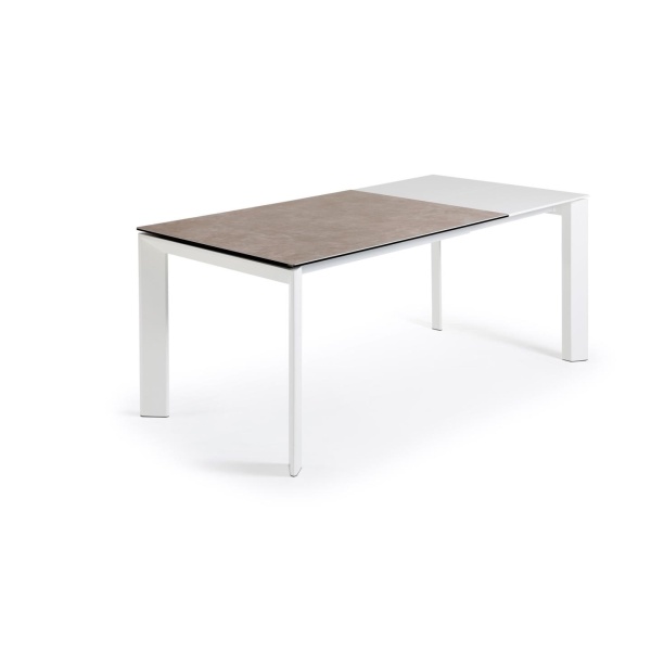 Стол Atta 120 (180) x80 белые ножки керамика Vulcano Ash от интернет-магазина IDODOM.RU