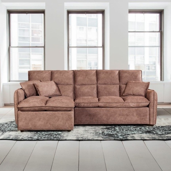 Rio диван-кровать с шезлонгом, замша camel от интернет-магазина IDODOM.RU