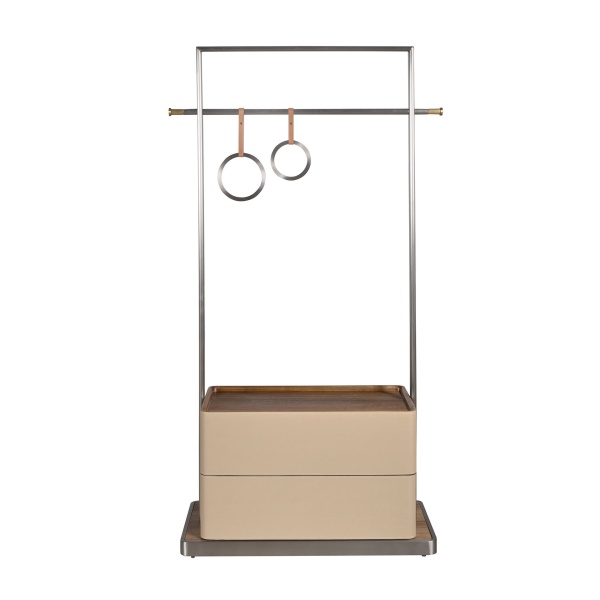 Вешалка для одежды 3282 из кожи, ореха и нержавеющей стали от интернет-магазина IDODOM.RU