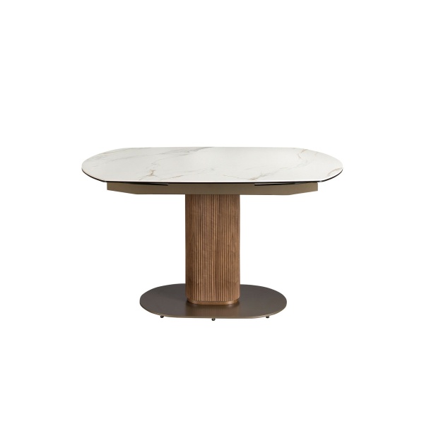 Раздвижной обеденный стол 1165 из ореха и белой керамики от интернет-магазина IDODOM.RU