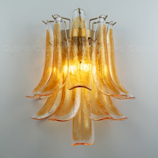 Бра Cloyd AZORES-C W2 / выс. 42 см - латунь светл. - янтарное стекло (арт.20472) от интернет-магазина IDODOM.RU