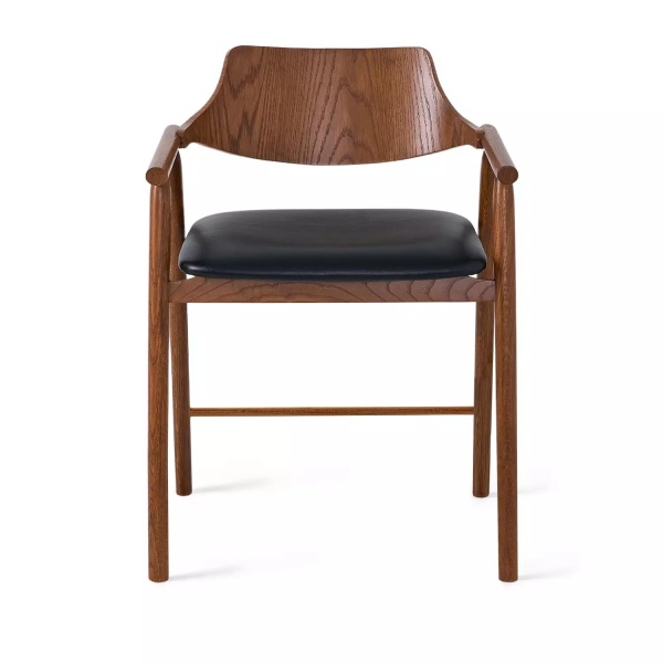 Стул с подлокотниками Viggo, дуб натуральный, кожа, черный от интернет-магазина IDODOM.RU